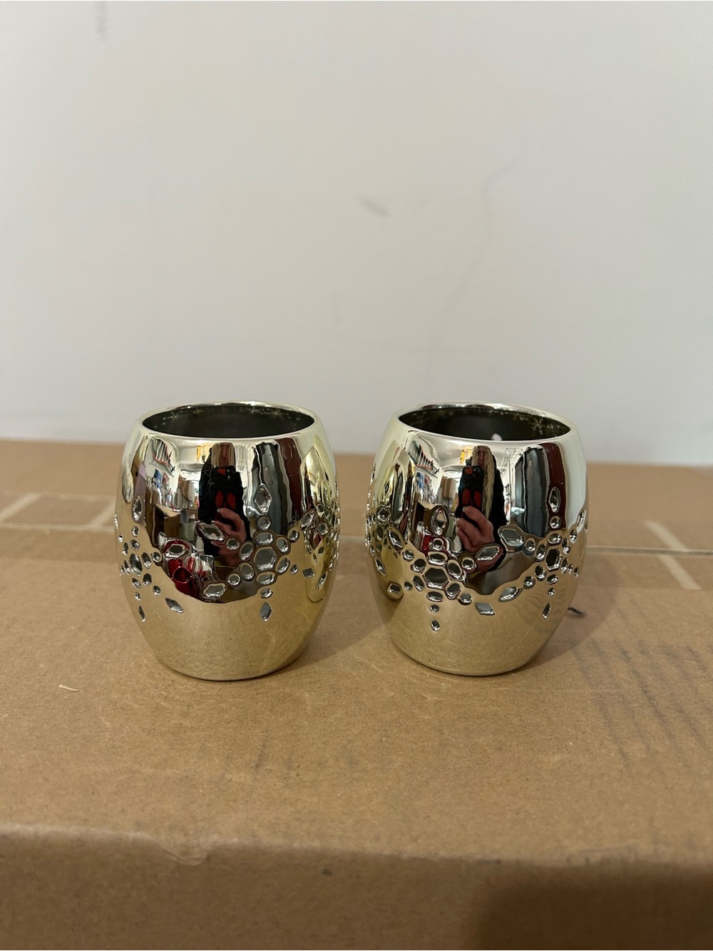 Silver Decorative Votive Candle Holders - Set of 2